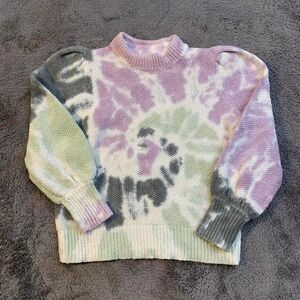 Madewell Sweater Tie Dye Pullover Knitted‎ Puff Sleeve Cotton